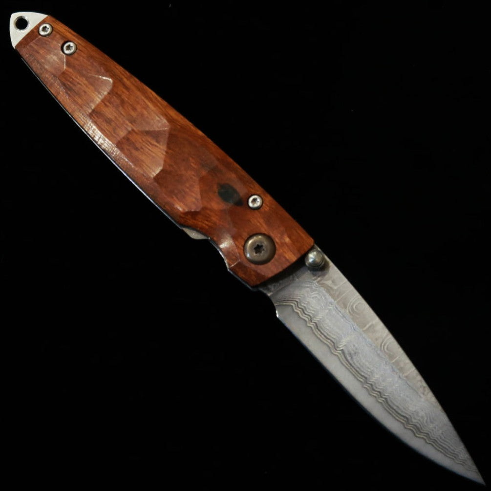 MCUSTA Shinra Emotion Tsuchi Folding Knife, VG10 Core 33-Layer Damascus - Ironwood Handle (71mm - MC-0077D1)