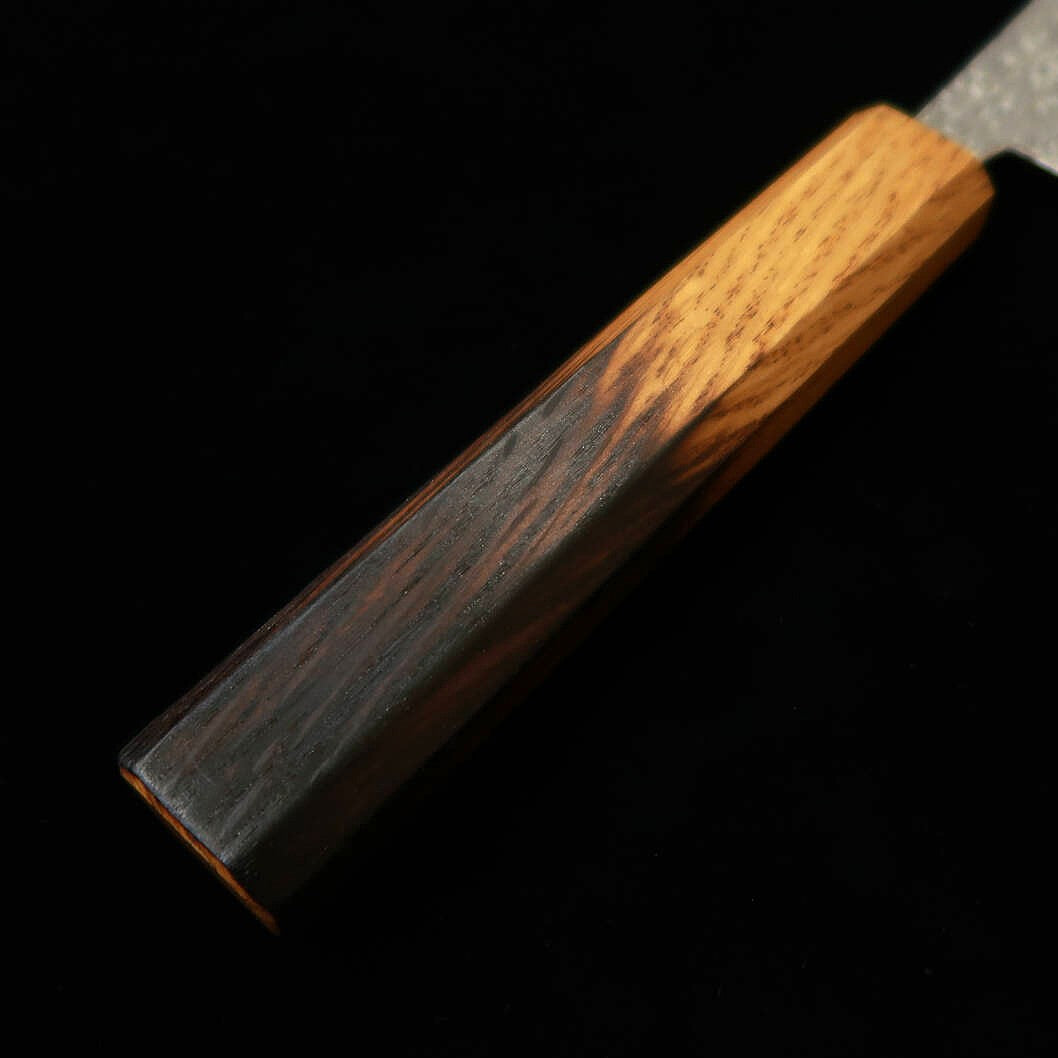 Miyazaki Kajiya MIYAZAKI KAJIYA Santoku Aço Gin-3 Damasco martelado Sub-zero Cabo de carvalho com laca queimada (180 mm)