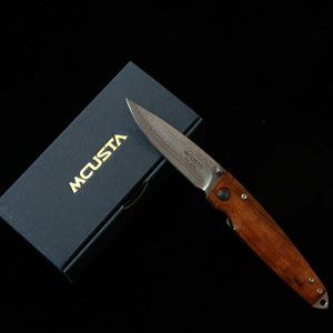MCUSTA Shinra Emotion Tsuchi Folding Knife, VG10 Core 33-Layer Damascus - Ironwood Handle (71mm - MC-0077D1)
