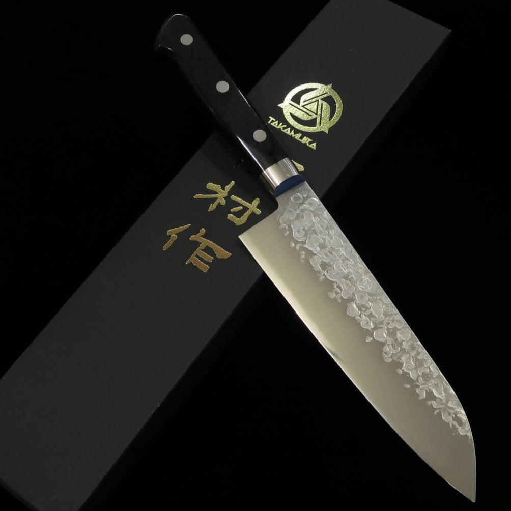 Santoku TAKAMURA VG10 martelado cabo de compensado preto (170mm)