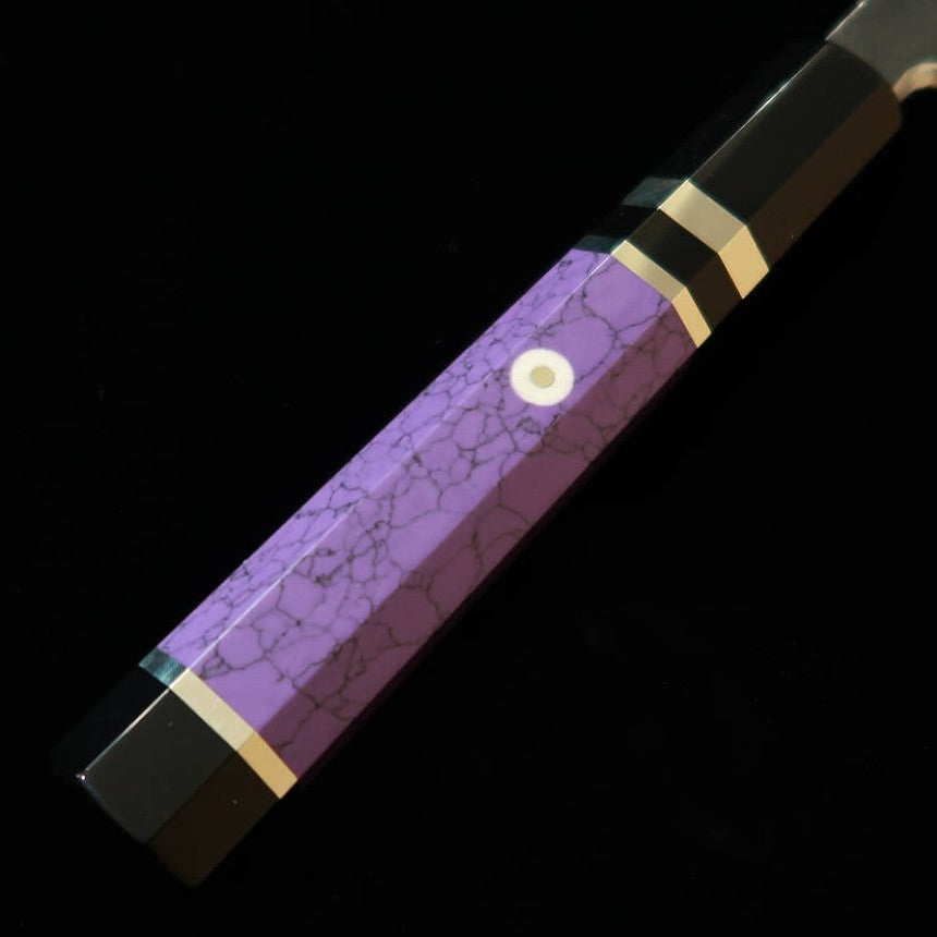MIURA Itadaki, Yoshikazu Tanaka, Yanagiba, Shirogami No. 2 Kurouchi Finish with Custom Purple Handle (270mm)
