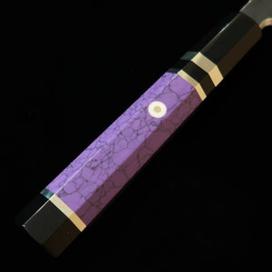 MIURA Itadaki, Yoshikazu Tanaka, Yanagiba, Shirogami No. 2 Kurouchi Finish with Custom Purple Handle (270mm)