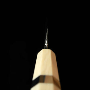 MIURA Itadaki por Giichi Tanaka Kiritsuke Yanagiba Shirogami nº2, acabado negro forjado, mango de turquesa blanca (270 mm)