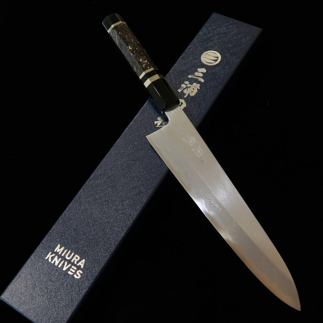 MIURAObidama – Gyuto Aogami n°1, damas, manche en fibre de carbone (210/240 mm)
