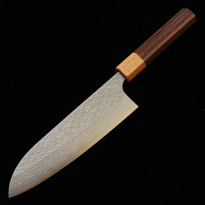 三浦MIURA 三徳 VG XEOS 鎚目 ダマスカス 紫檀ケヤキ八角柄（165mm）