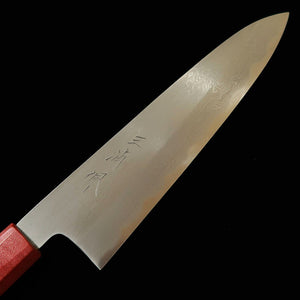 Cuchillo gyuto Miura Obidama, acero Aogami #1, damasco, mango de resina estabilizada roja (210 mm)