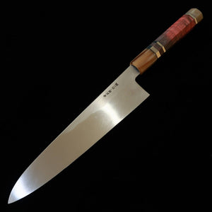 MIURA Obidama Gyuto unilatéral, acier blanc n°2, finition bokashi, manche en bois stabilisé rouge brun (240 mm)