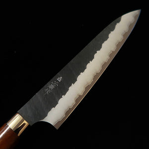 二唐刃物鍛錬所NIGARA  ペティ SG2 黒打 鎚目 アイアンウッドハンドル(150mm)