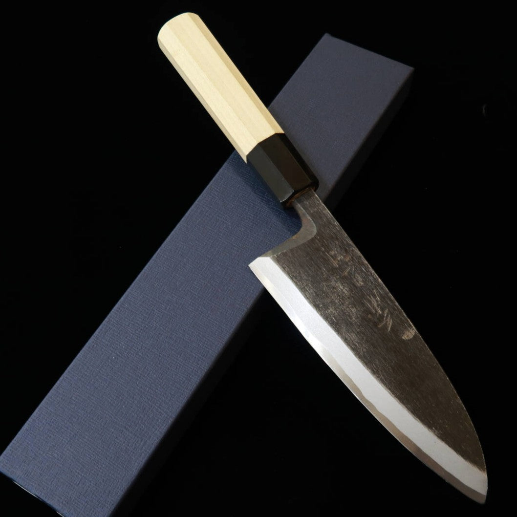 MIURA Deba, Shirogami No. 2 with Kurouchi Finish and Magnolia Wood Octagonal Handle (135/180mm)