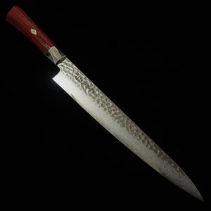 【nouvelle référence】 MCUSTA ZANMAI ZANMAI Suprême 3 motif martelé Sujihiki rouge (240/270 mm)