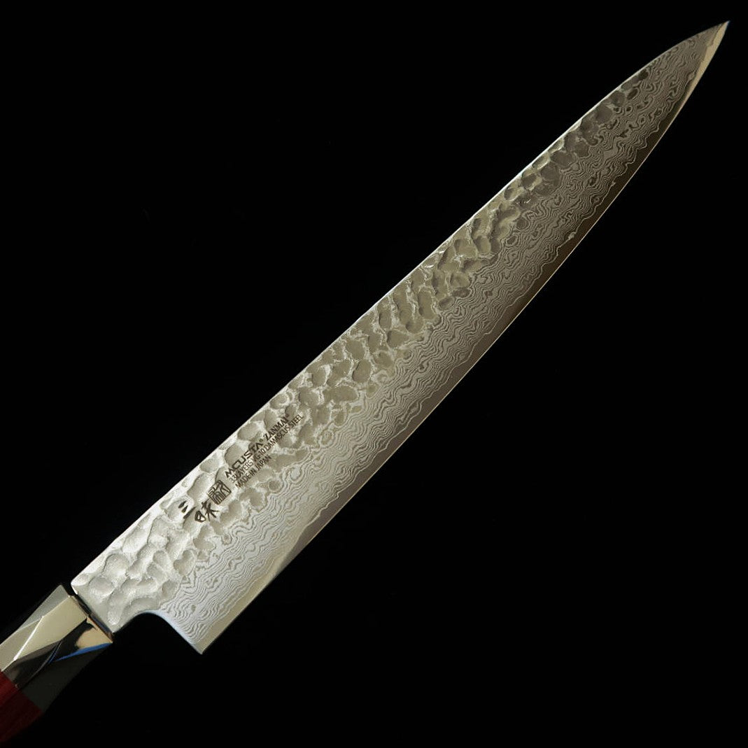 【nouvelle référence】 MCUSTA ZANMAI ZANMAI Suprême 3 motif martelé Sujihiki rouge (240/270 mm)