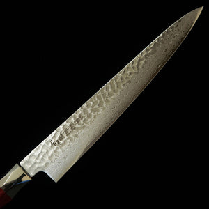 【nouvelle référence】 MCUSTA ZANMAI ZANMAI Suprême 3 motif martelé Sujihiki rouge (240/270 mm)