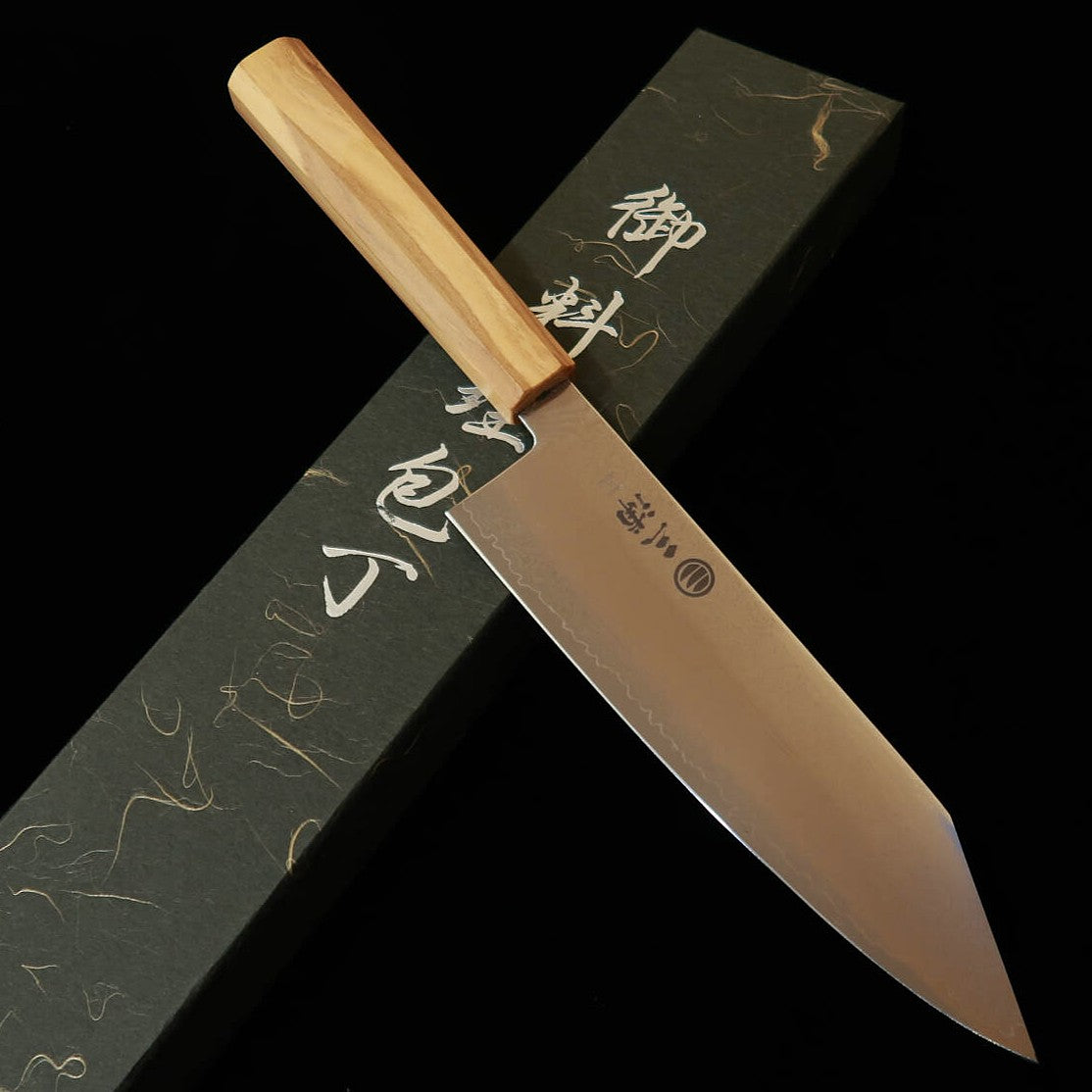 Miura MIURA Santoku kiritsuke VG10 Damasco total Cabo integral de oliveira (180 mm)