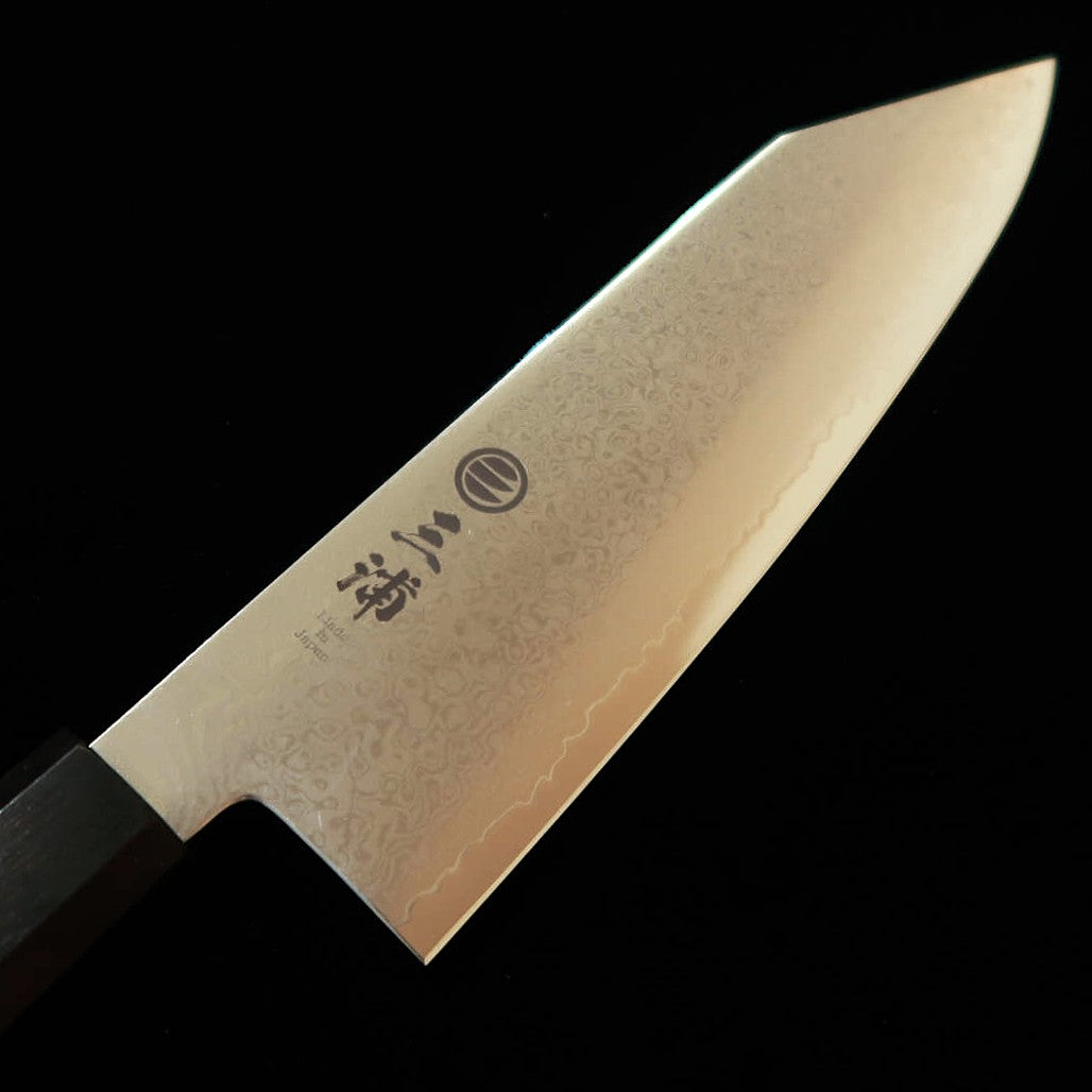 三浦 MIURA 切付三徳 VG10  全面ダマスカス 黒檀一体型柄（180mm）