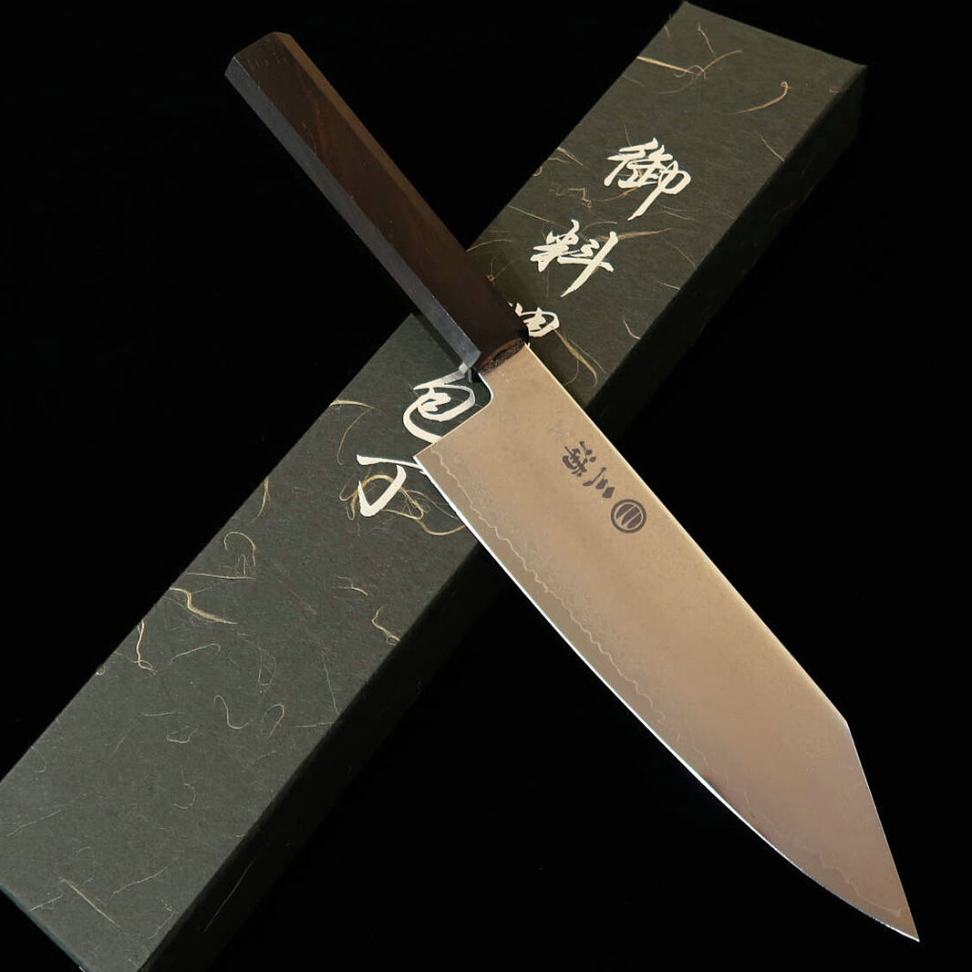 MIURA – Santoku kiritsuke VG10, damas intégral, manche monobloc ébène (180 mm)