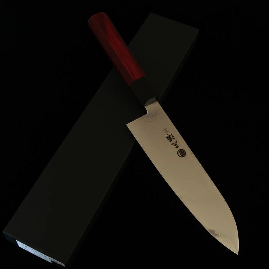 Santoku MIURA Damasco de 33 capas mango octogonal de madera roja laminada (180mm)