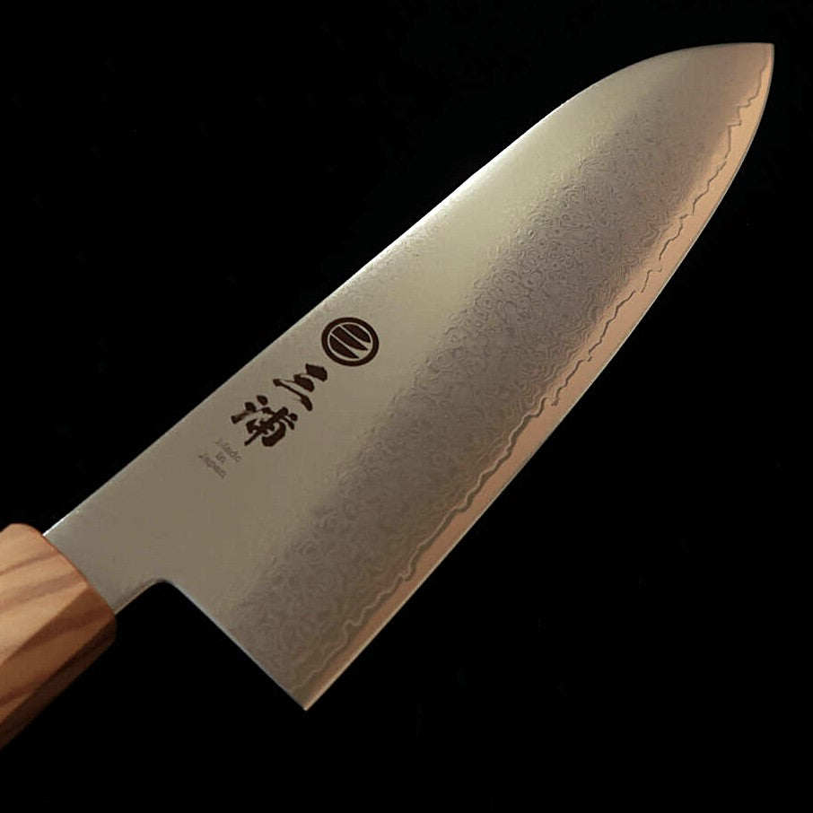 Miura MIURA santoku VG10, damasco integral, mango integrado de olivo (180 mm)