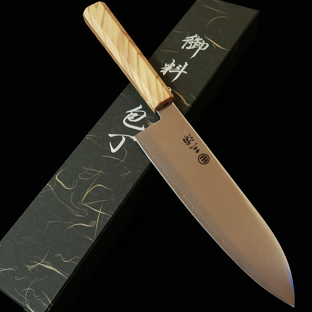MIURA – Santoku VG10, damas intégral, manche monobloc en olivier (180 mm)