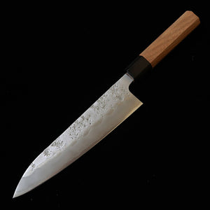 三浦 MIURA 牛刀 銀紙三号 梨地 ダマスカス ウォルナット八角柄 (180/210mm)