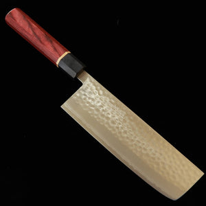 KUNPEI nakiri « Kokuryū », damas martelé, manche octogonal Akatsuki (165 mm)