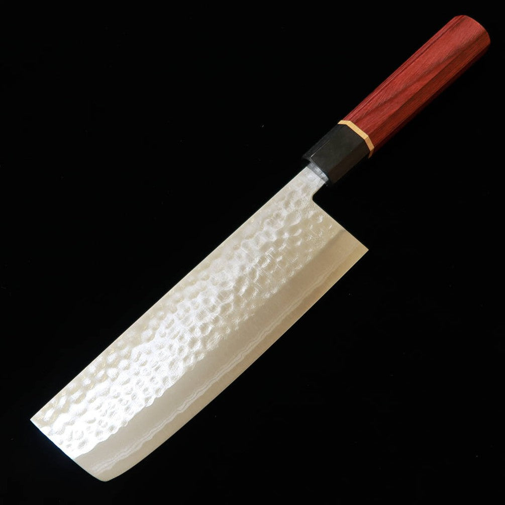 訓平作 KUNPEI 菜切 刻流 槌目ダマスカス 暁八角柄 （165mm）