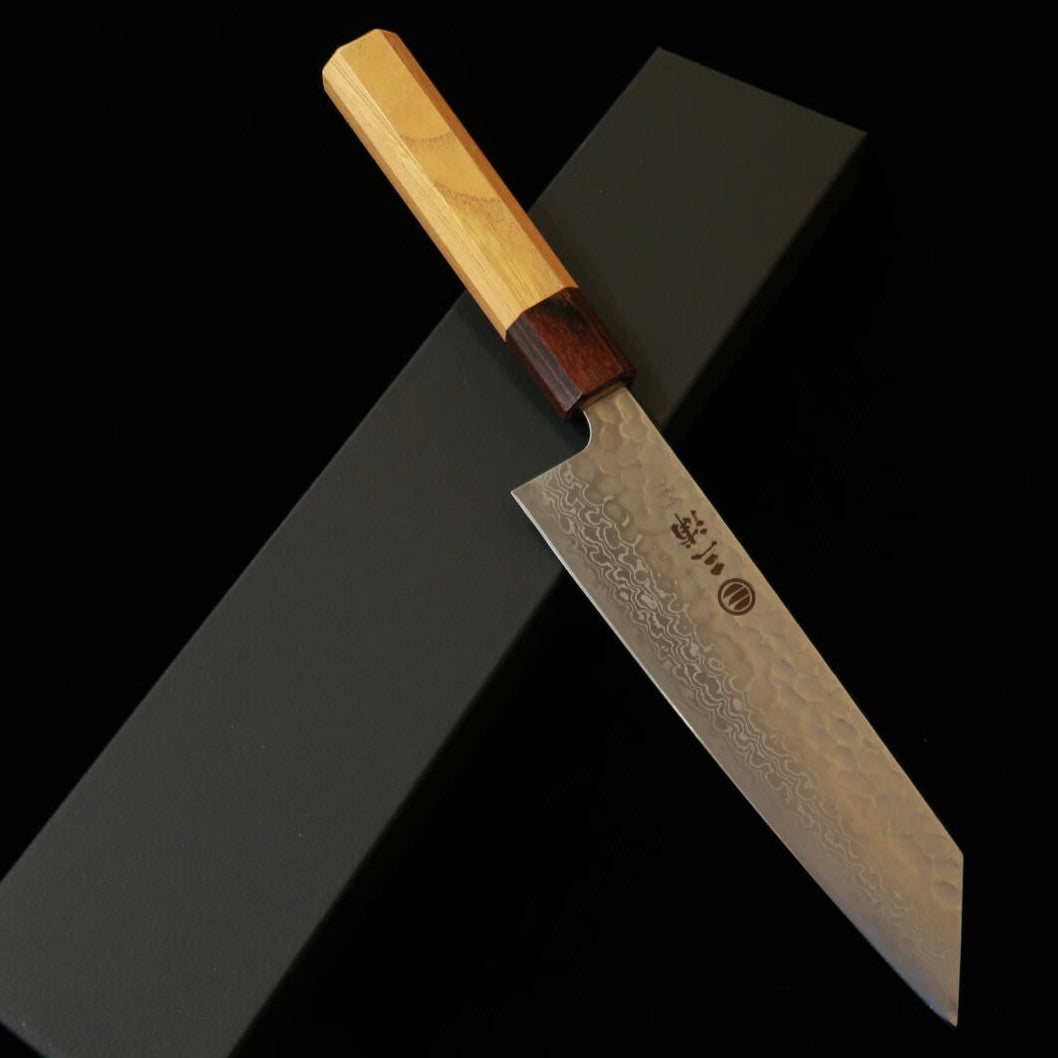 三浦MIURA 文化 銀紙三号 鎚目 ダマスカス ケヤキ柄（170mm）