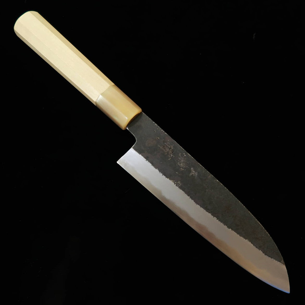 三浦頂MIURA Itadaki 田中義一 三徳 白紙二号 黒打ち 水牛朴八角柄 （180mm）