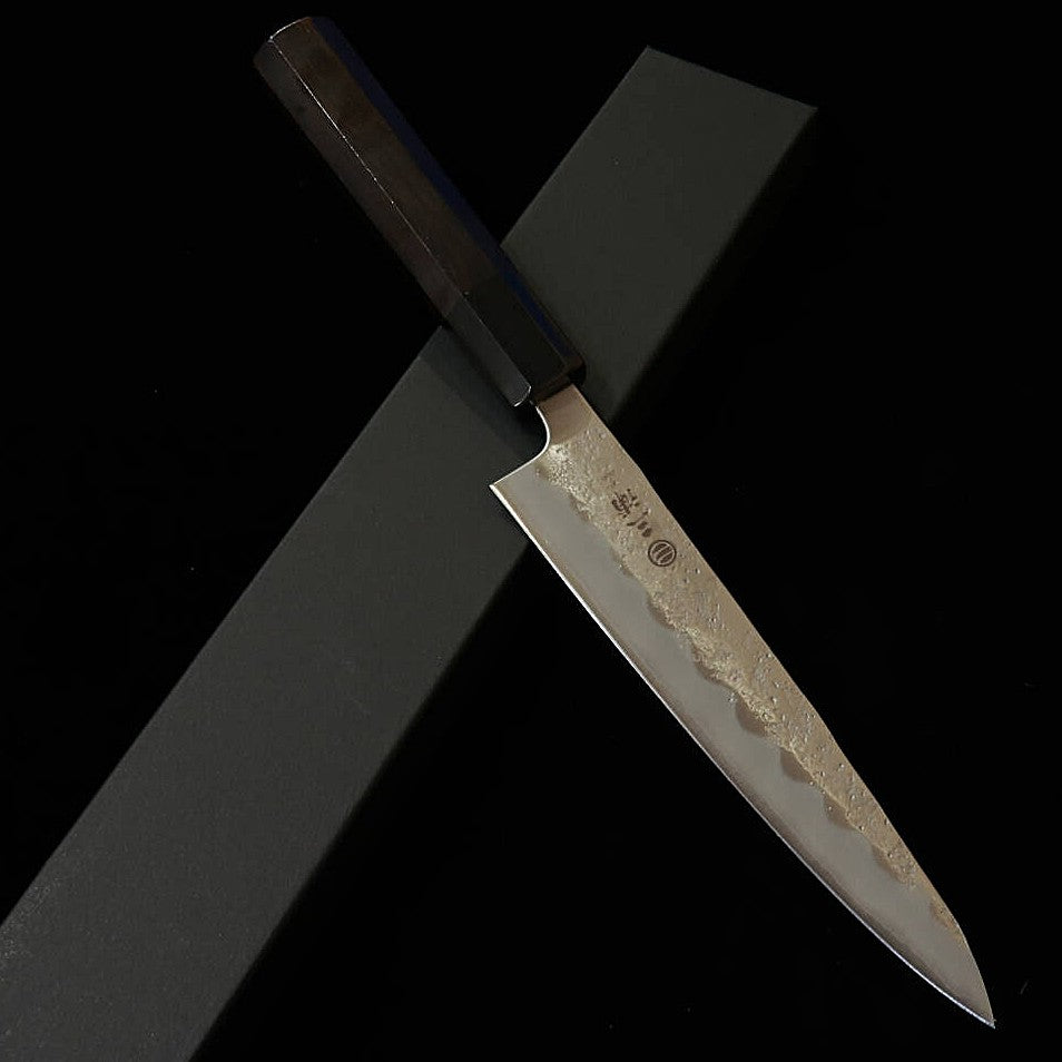 三浦MIURA ペティ 銀紙三号 梨地 黒檀八角柄（150mm）