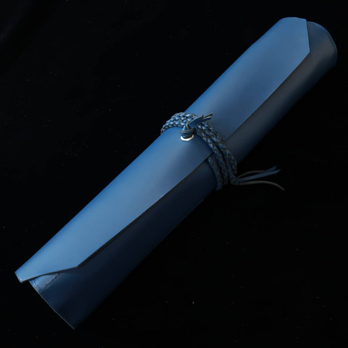 YOKU leatherworks　レザーナイフロール Long Lasteing Leather  Blue 4P