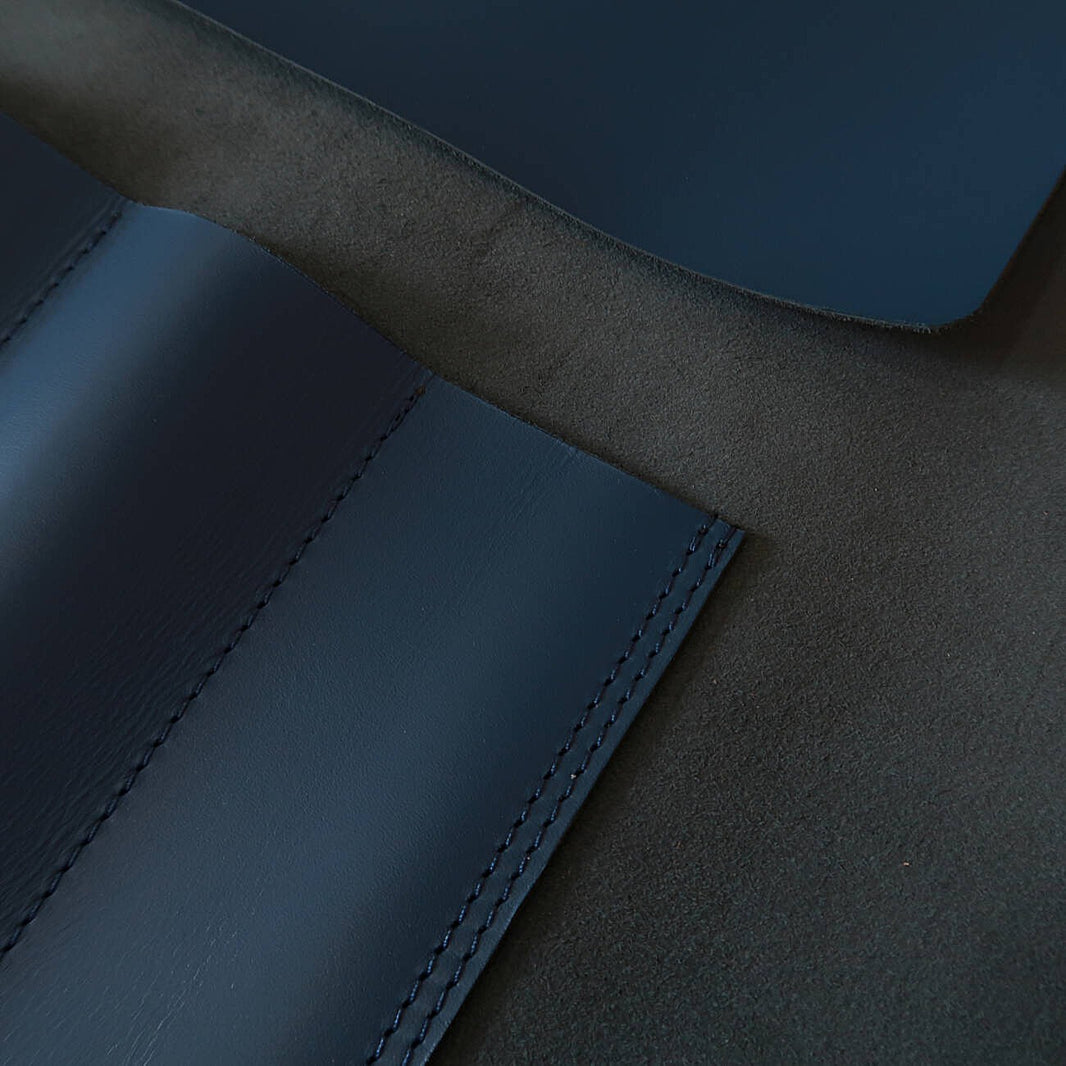 YOKU leatherworks Leather Knife Roll, Long Lasteing Leather Blue 4P