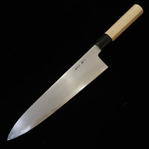 三浦 佩 MIURA Obidama 牛刀 白紙一号 総ボカシ仕上げ ステン割込 朴八角柄 (210/240mm)