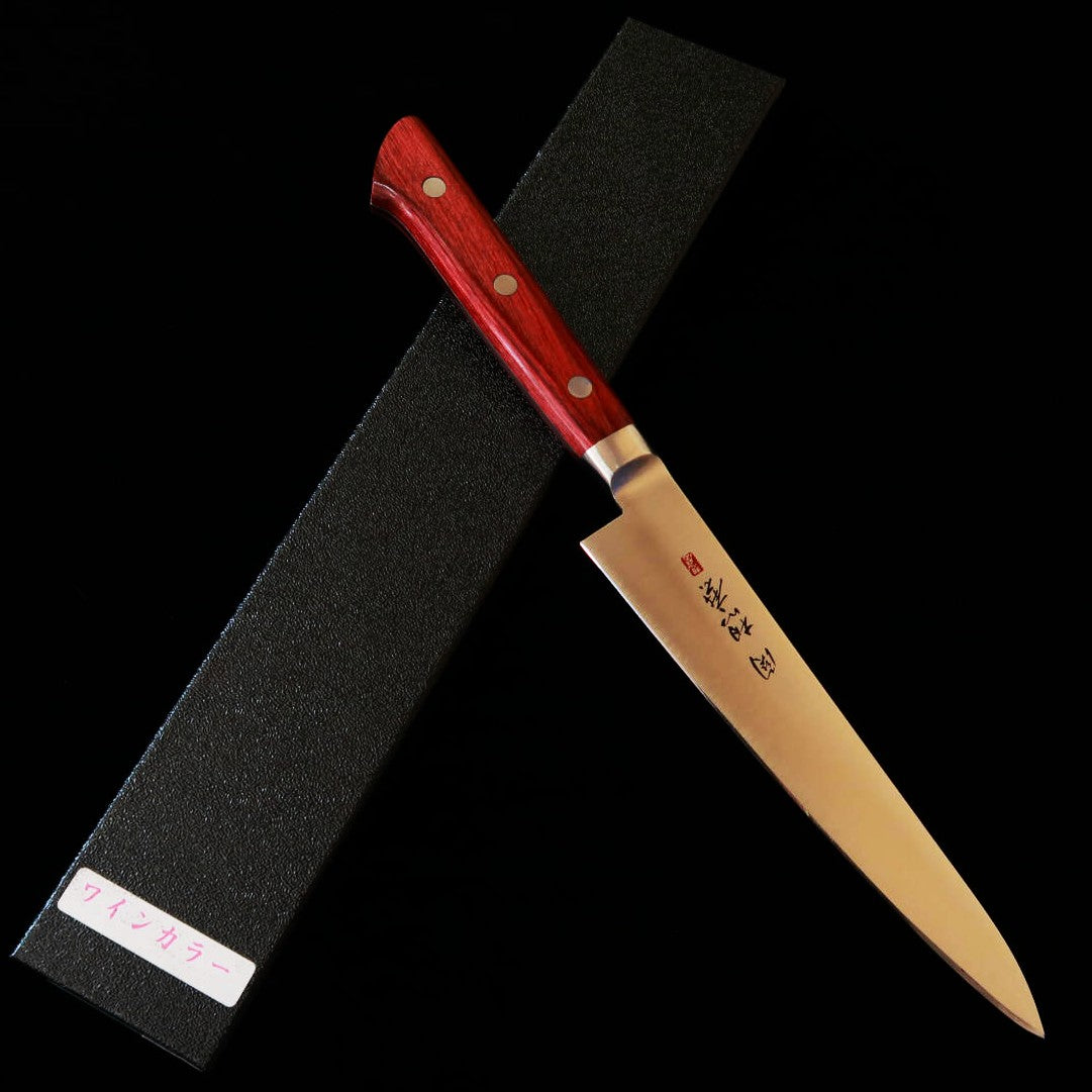 Seki Souma Molybdenum Steel Petty Knife with Red Plywood Handle (150mm)