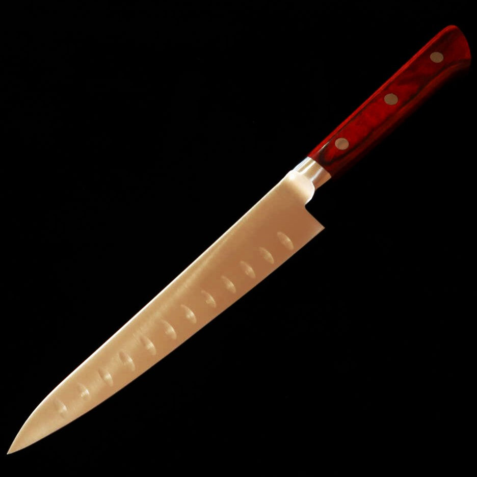 Seki Souma Molybdenum Steel Petty Knife Dimpled with Red Plywood Handle (150mm)