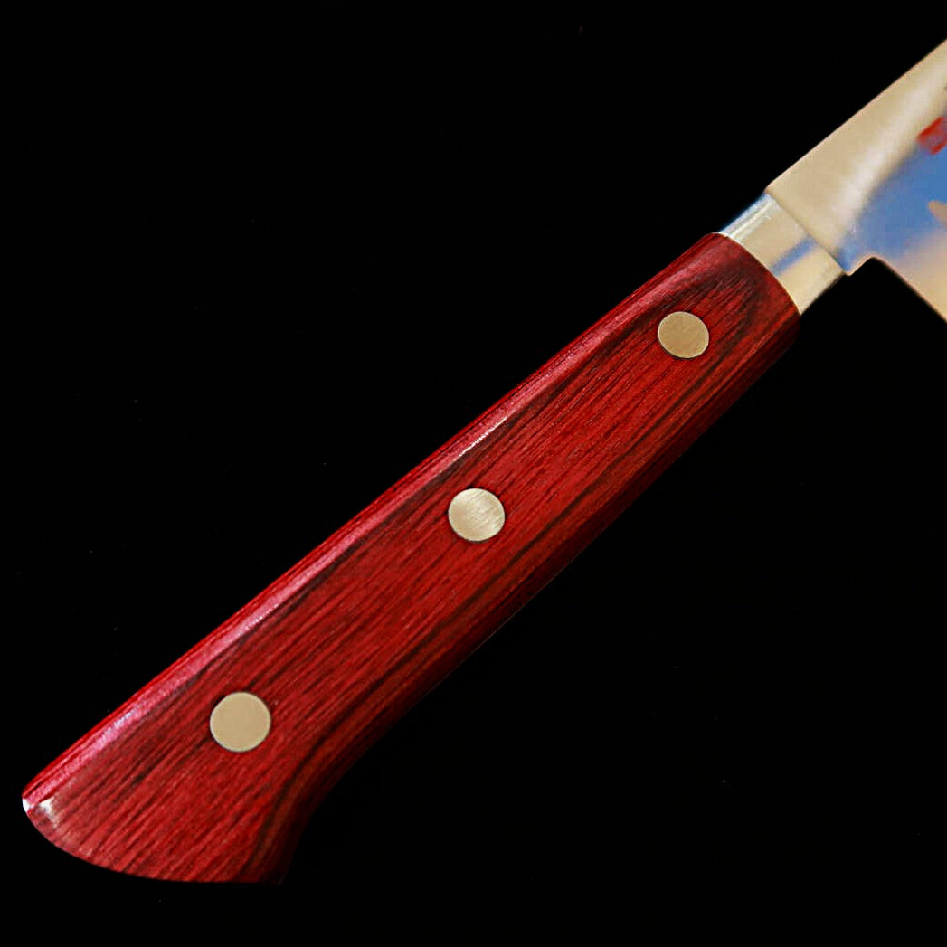 Seki Souma Molybdenum Steel Petty Knife Dimpled with Red Plywood Handle (150mm)