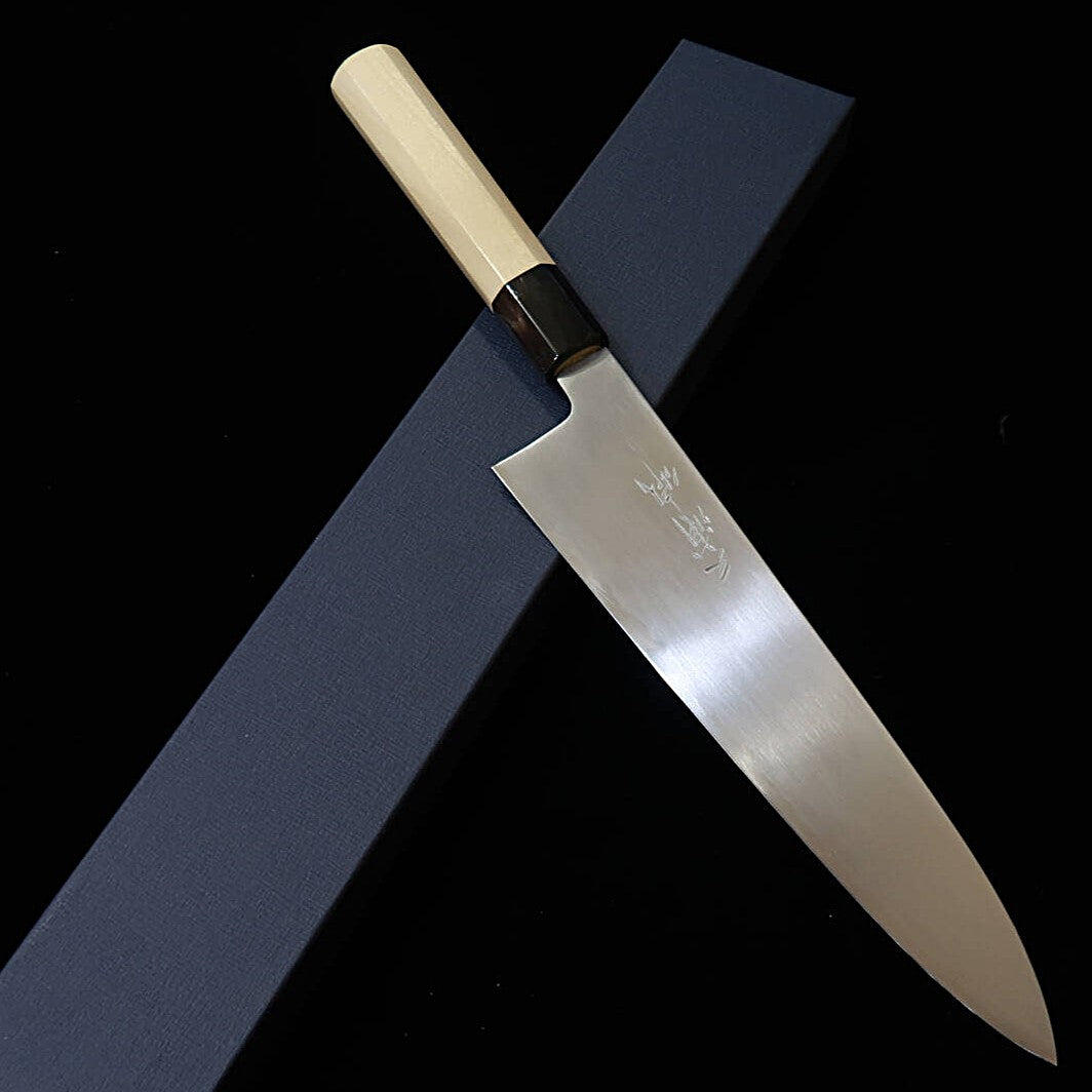 三浦 佩 MIURA Obidama 牛刀 白紙一号 ヘアライン仕上げ 朴八角柄 (210/240mm)