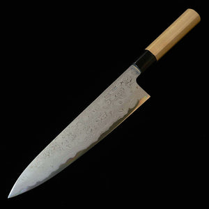 SAKAI KIKUMORI Kikuzuki Gyuto, Blue Steel No. 1, Uzu finish with an Octagonal Paulownia Handle (240mm)