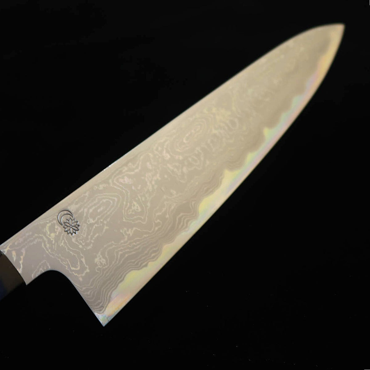 SAKAI KIKUMORI Kikuzuki Gyuto, Blue Steel No. 1, Uzu finish with an Octagonal Paulownia Handle (240mm)