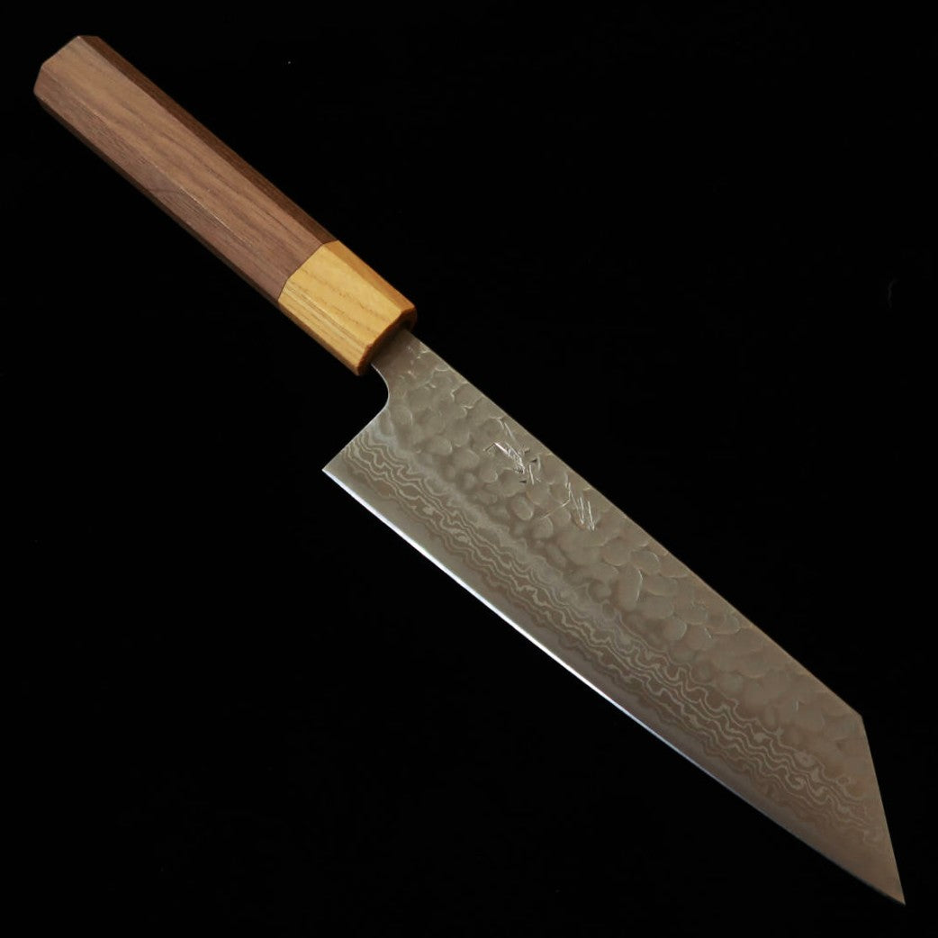 三浦MIURA 文化 銀紙三号 ダマスカス ケヤキ ウオールナット柄 (170mm)