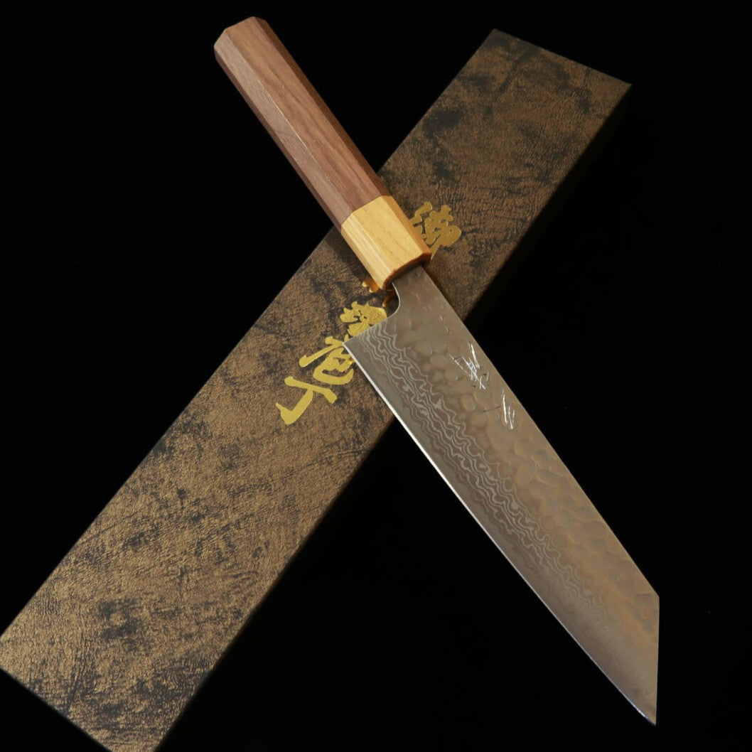 三浦MIURA 文化 銀紙三号 ダマスカス ケヤキ ウオールナット柄 (170mm)