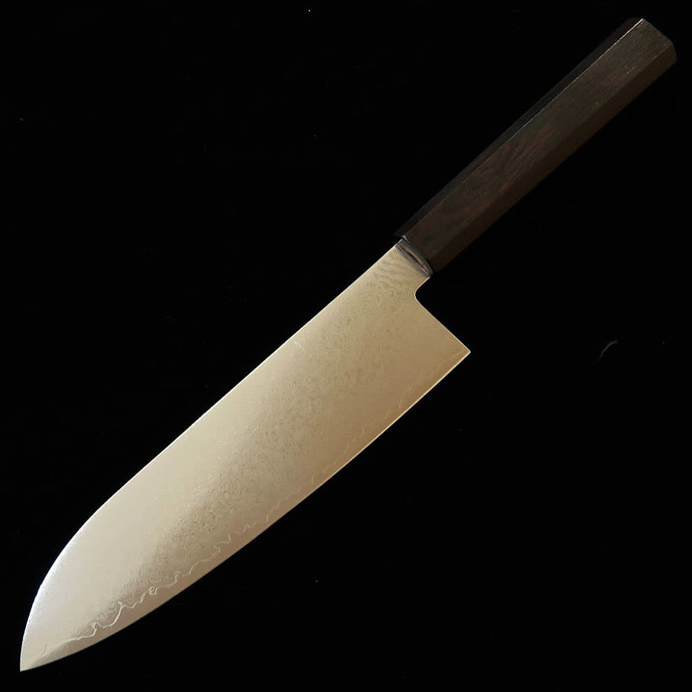 三浦 MIURA 三徳 VG10  全面ダマスカス 黒檀一体型柄（180mm）
