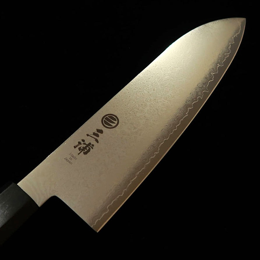 MIURA santoku VG10, damas intégral, manche monobloc en ébène (180 mm)