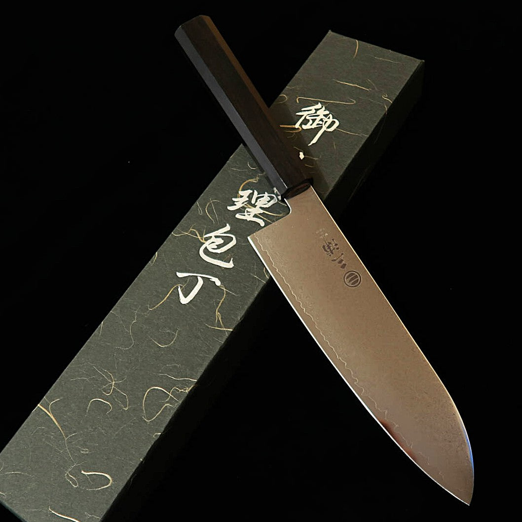 MIURA santoku VG10, damas intégral, manche monobloc en ébène (180 mm)