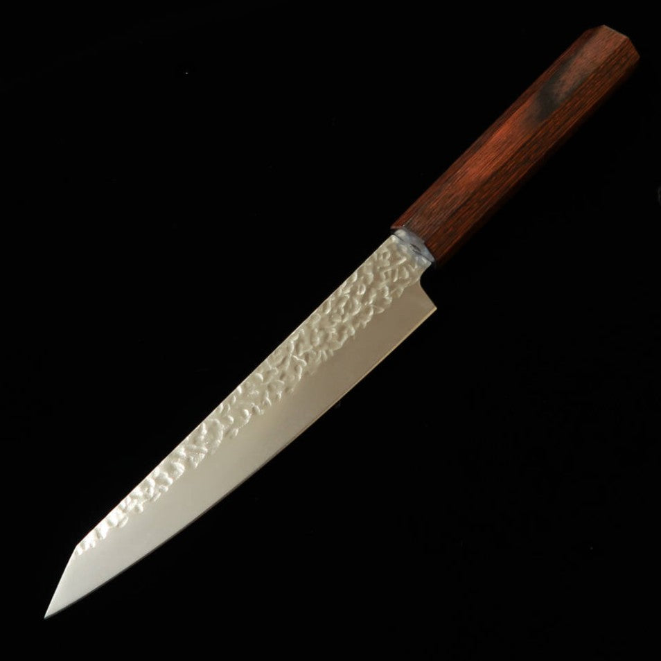 三浦 MIURA 切付ペティ AUS8 鎚目 茶黒縞柄 (150mm)