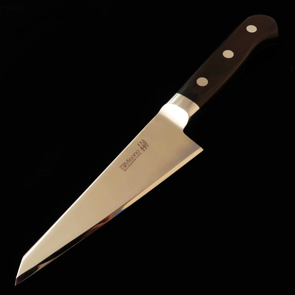 MISONO – Désosseur os-suki angle 440, plaquettes stratifiées noires, émouture gauche (145 mm)
