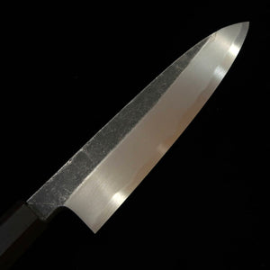 Shirasagi, gyuto de un solo bisel, acero Aogami #2, acabado negro forjado, martillado, mango integral de ébano (210 mm)