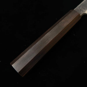 Shirasagi, gyuto de un solo bisel, acero Aogami #2, acabado negro forjado, martillado, mango integral de ébano (210 mm)