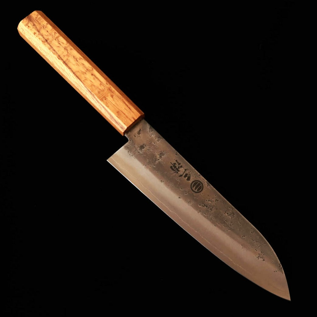 Miura Ginsan Santoku Polished with Oak Octagonal Handle (165mm)