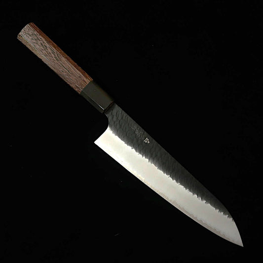 二唐刃物鍛造所 NIGARA 牛刀 SG2 鎚目黒打 ウェンジ八角柄（210mm）