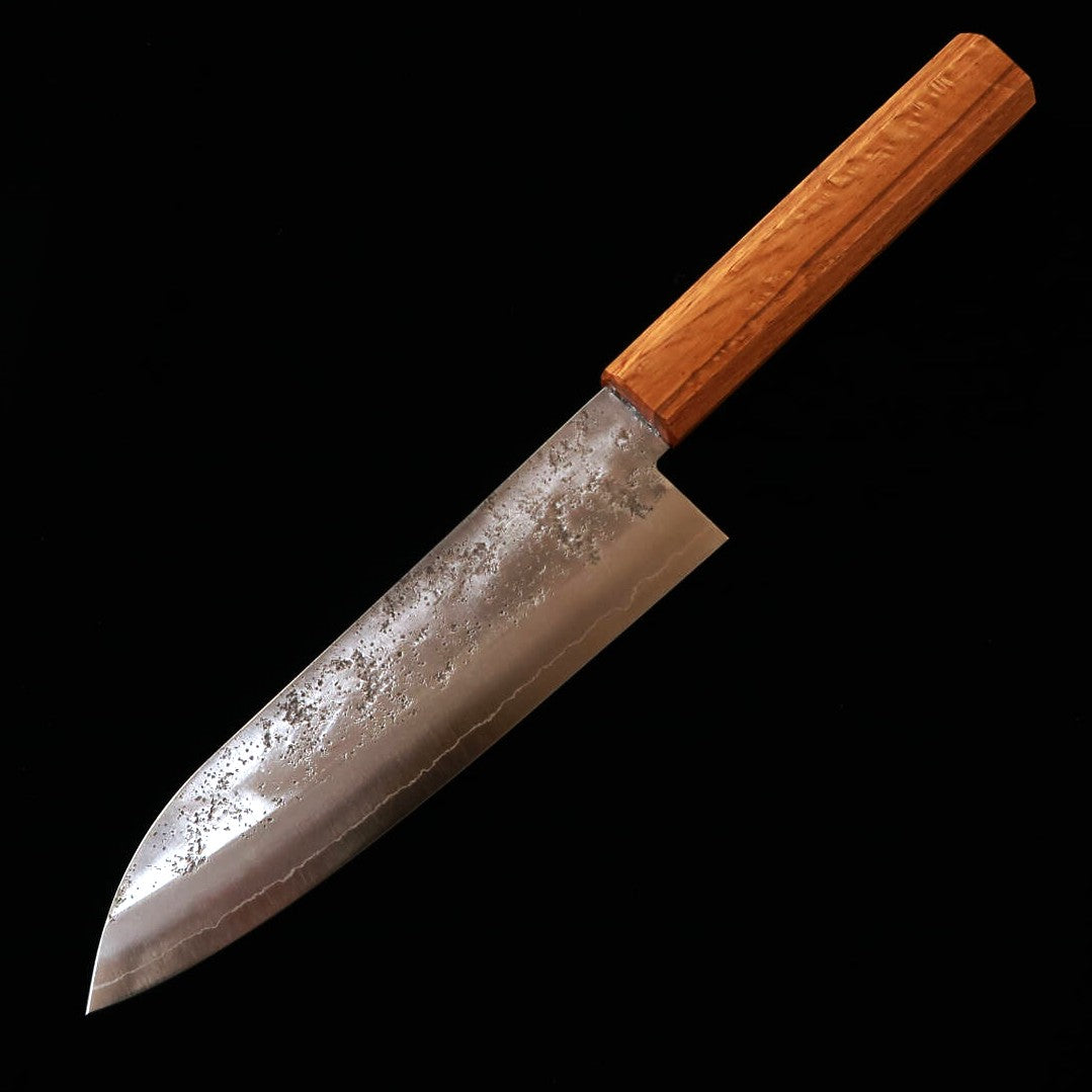 Miura Ginsan Santoku Polished with Oak Octagonal Handle (165mm)