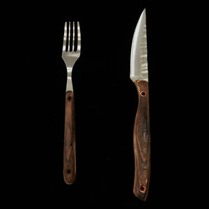Prometheus Thor couteau & fourchette de table HS, manche en bois (80 mm)